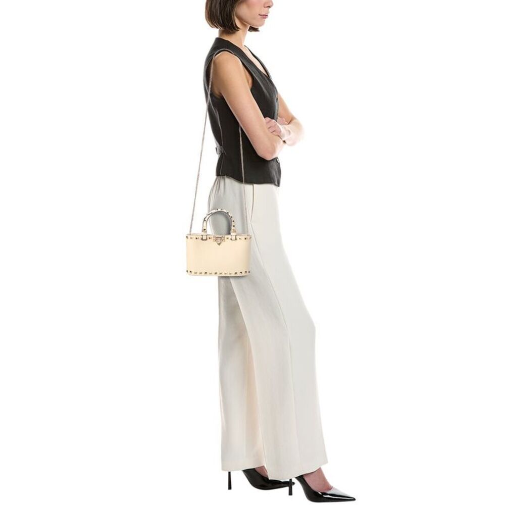 Valentino Rockstud Mini Leather Tote, White - Picture 4 of 5